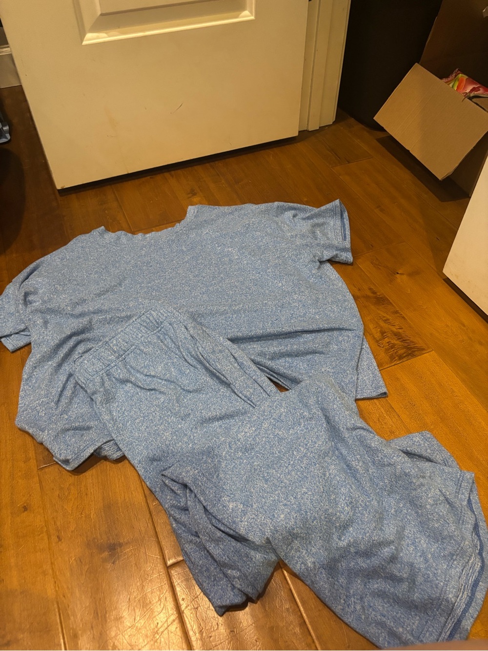 Zenana Outfitters Heathered Light Blue Lounge Set